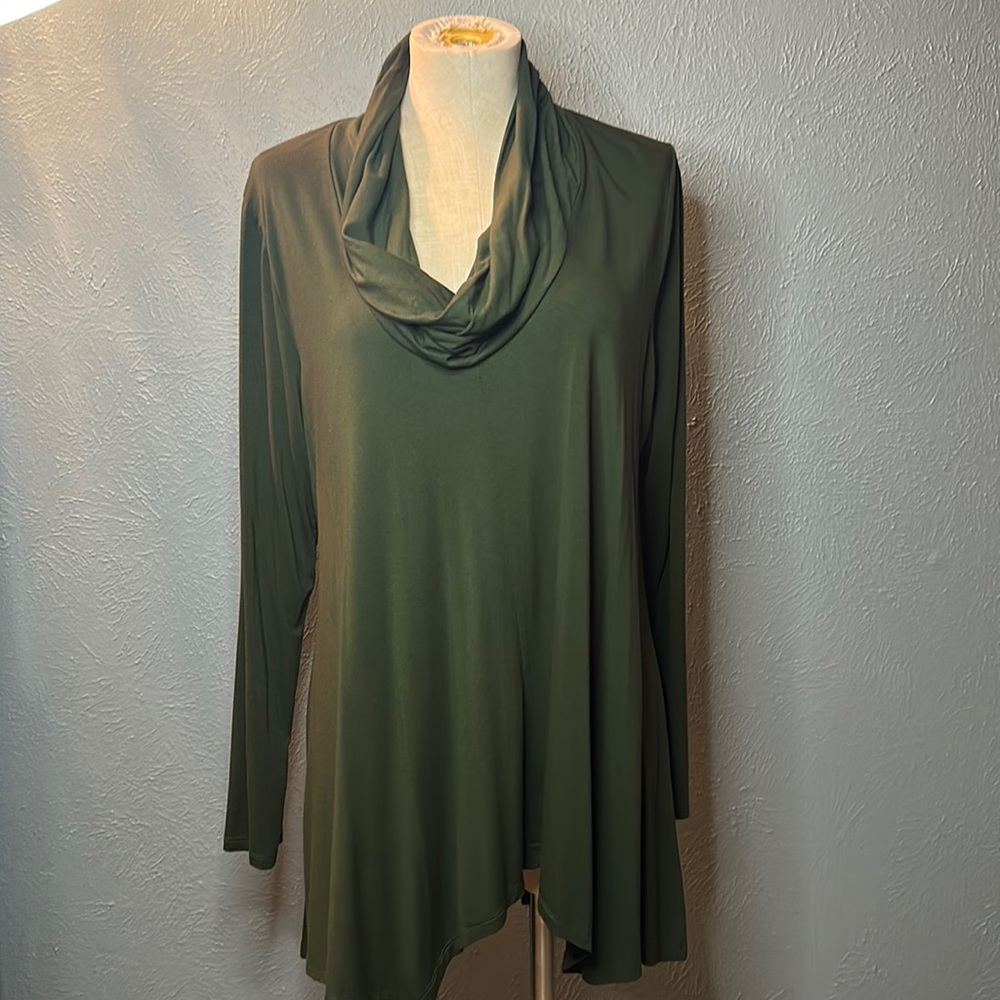 Olive Green Cowl Neck Oversized Tunic